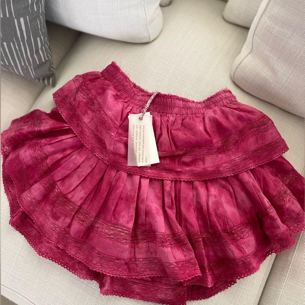 Loveshackfancy Ruffle Mini Skirt Pink Size M Nwt